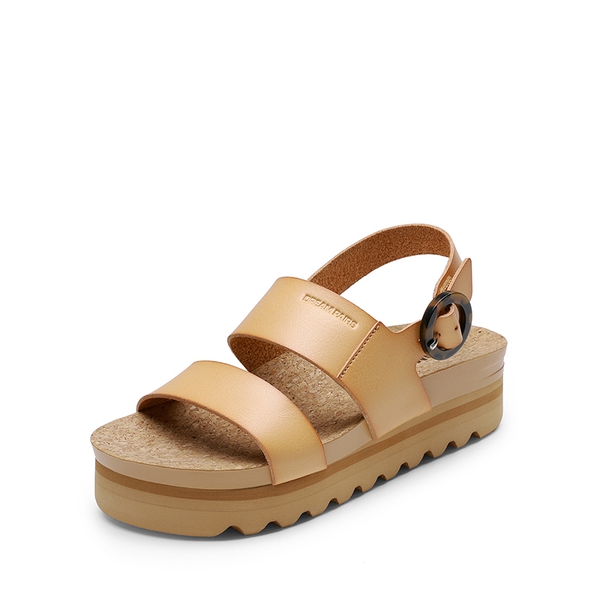 Vegan Leather Arch Support Platform Sandals - NATURAL -  0
