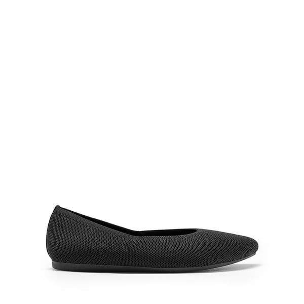 Women's Pointed Toe Knit Slip-On Flats - BLACK - 2