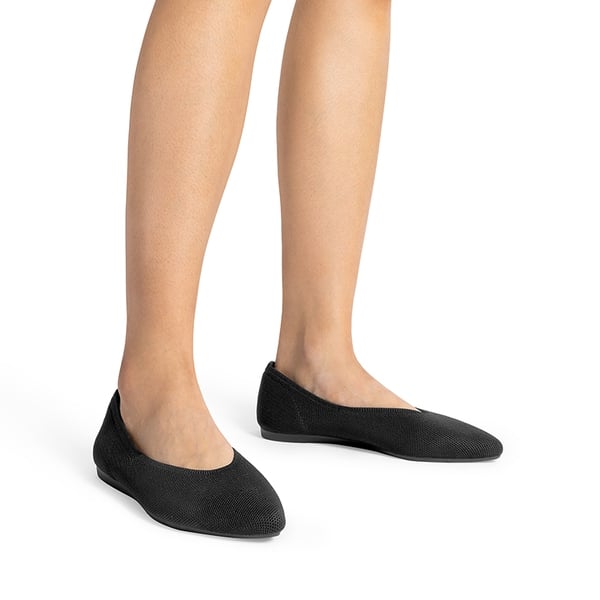 Women's Pointed Toe Knit Slip-On Flats - BLACK - 7