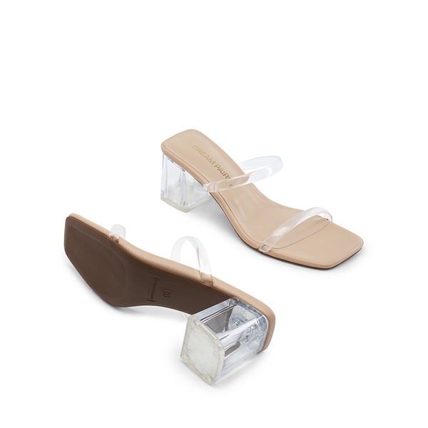 Minimalist Thin-Strap Block Heel Sandals - CLEAR - 2
