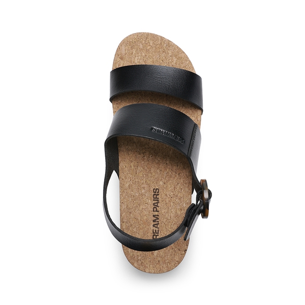 Vegan Leather Arch Support Platform Sandals - BLACK - 2