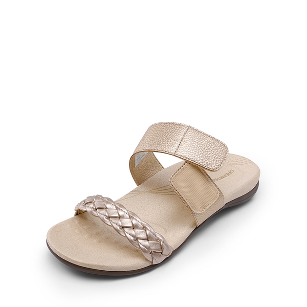Woven Arch Support Slide Sandals - GOLD - 4