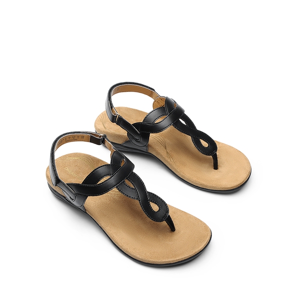 Anti-Slip Arch Support Flat Sandals - BLACK - 2