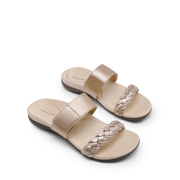Woven Arch Support Slide Sandals - GOLD - 2