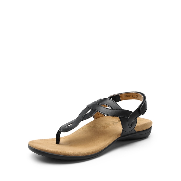 Anti-Slip Arch Support Flat Sandals - BLACK -  0