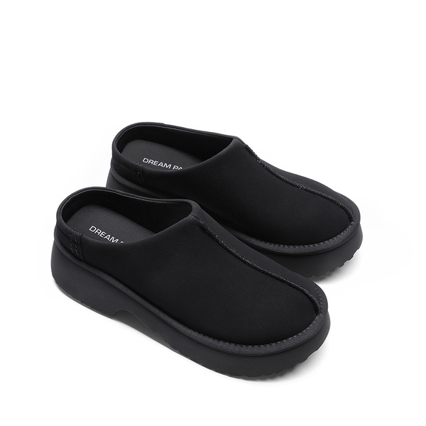 Faux Suede Slip-on Mules - BLACK - 3