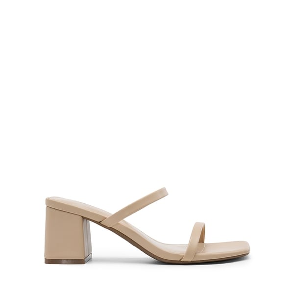 Minimalist Thin-Strap Block Heel Sandals - NUDE - 1
