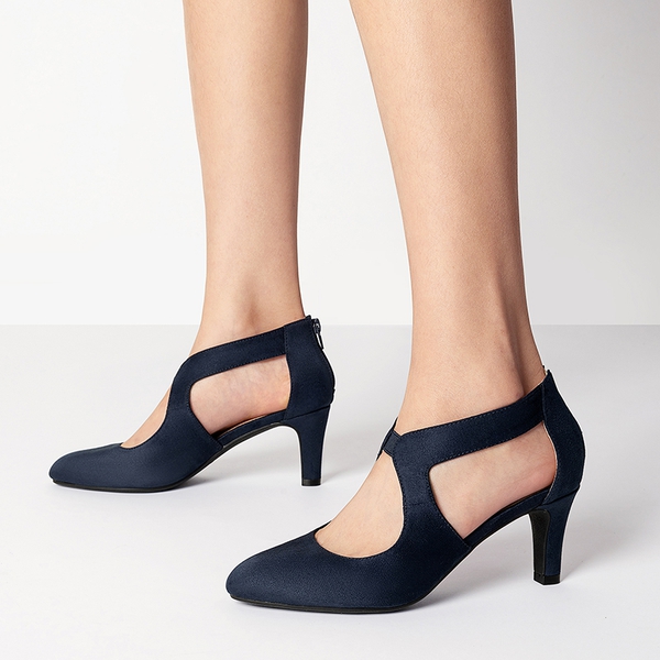 Pointed Toe Kitten Heels Pumps - NAVY - 5