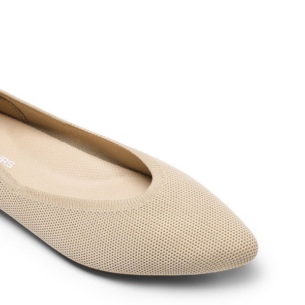 Women's Pointed Toe Knit Slip-On Flats - NUDE - 4