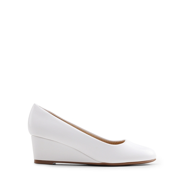 Classic Slip-On Wedge Heel Pumps - WHITE - 1