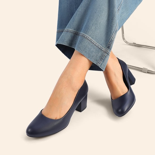 Non-slip Arch Support Cushioned Pumps - NAVY-PU - 7