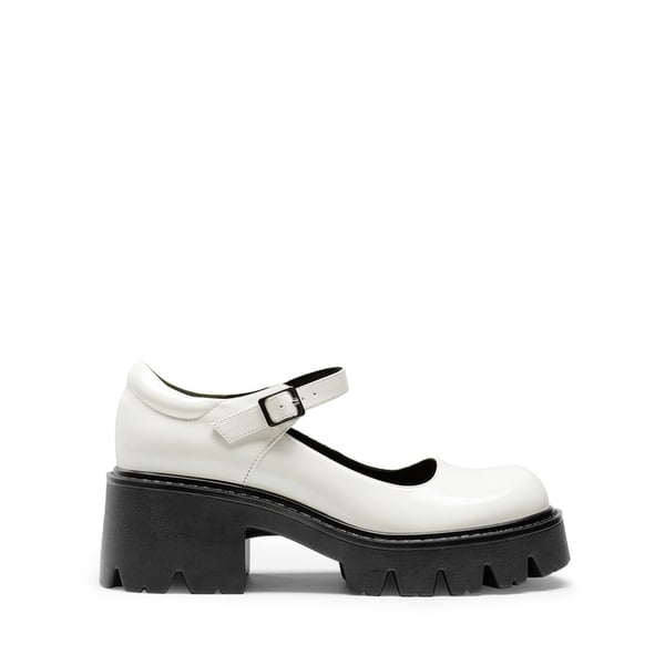 Mary Jane Block Heel Pumps - WHITE - 1
