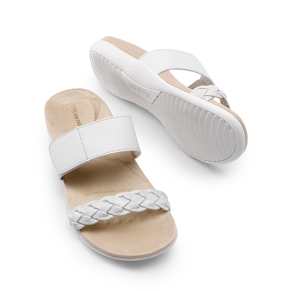 Comfort Velvet Arch Support Slide Sandals - WHITE - 3