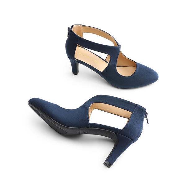 Pointed Toe Kitten Heels Pumps - NAVY - 2