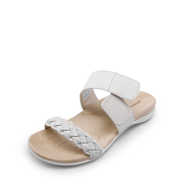 Comfort Velvet Arch Support Slide Sandals - WHITE - 4