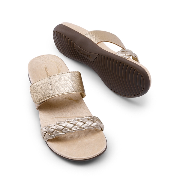 Woven Arch Support Slide Sandals - GOLD - 3