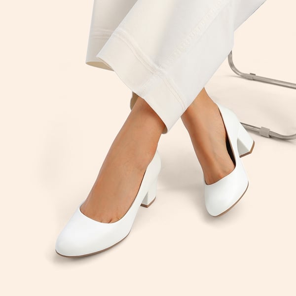 Ascenda Non-slip Arch Support Cushioned Pumps - WHITE-PU - 7