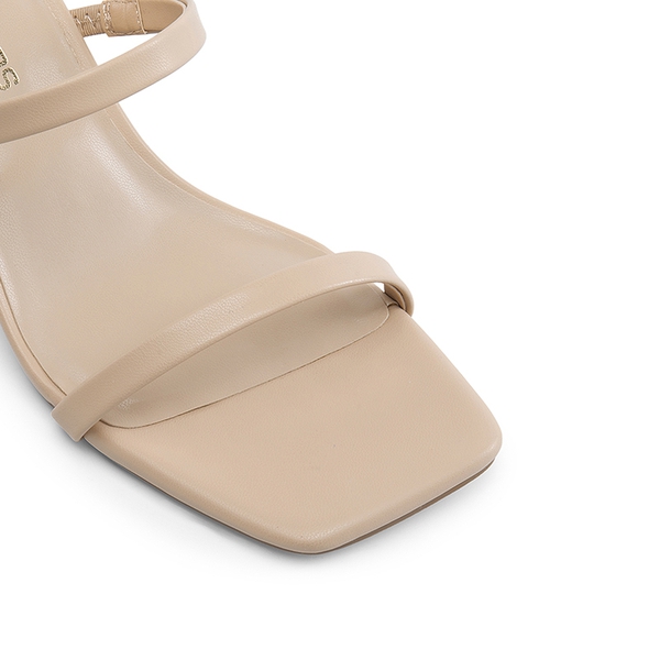 Minimalist Thin-Strap Block Heel Sandals - NUDE - 4