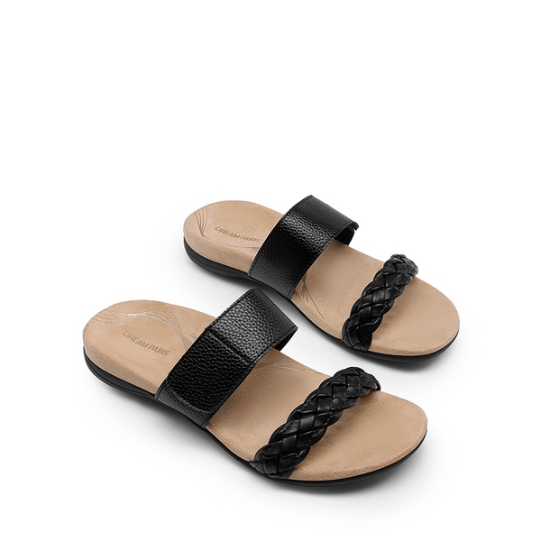 Woven Arch Support Slide Sandals - BLACK - 1