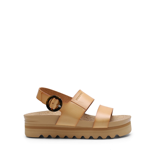Vegan Leather Arch Support Platform Sandals - NATURAL - 1