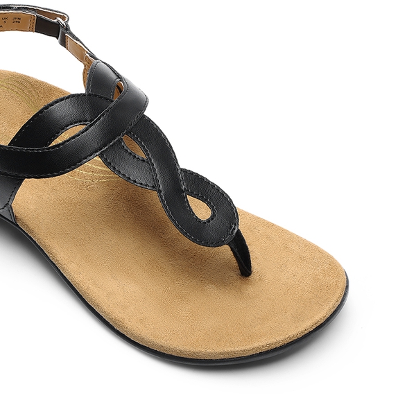Anti-Slip Arch Support Flat Sandals - BLACK - 4
