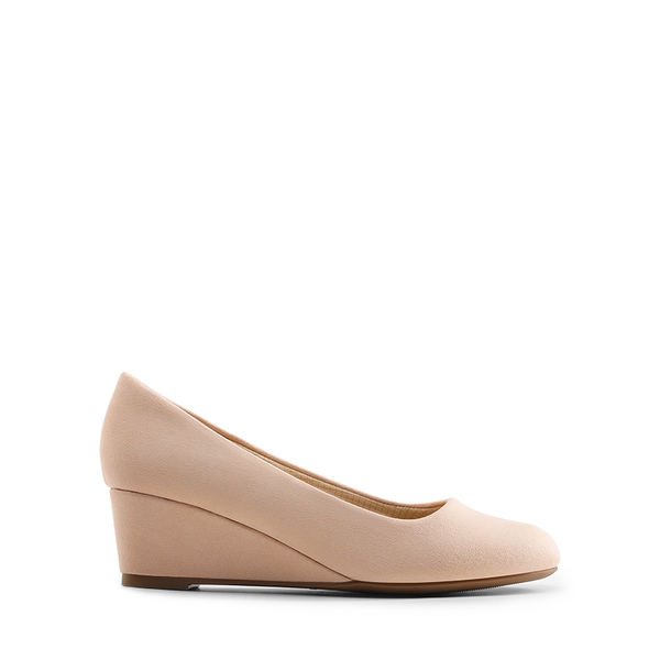 Classic Slip-On Wedge Heel Pumps - NUDE - 1