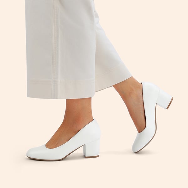 Ascenda Non-slip Arch Support Cushioned Pumps - WHITE-PU - 6