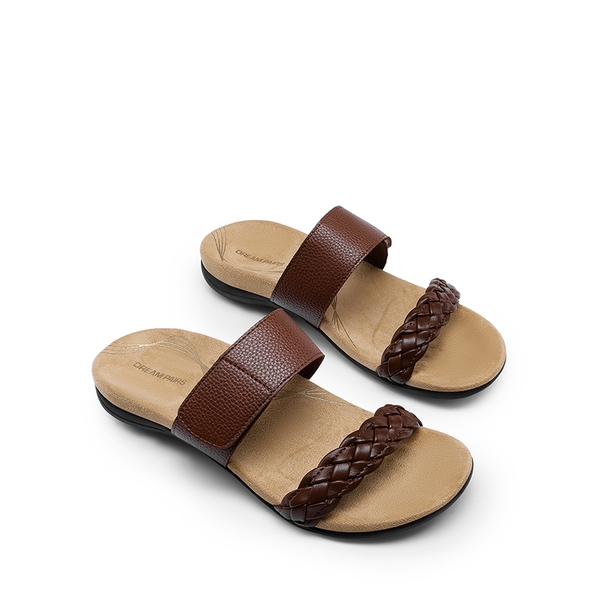 Woven Arch Support Slide Sandals - BROWN - 2