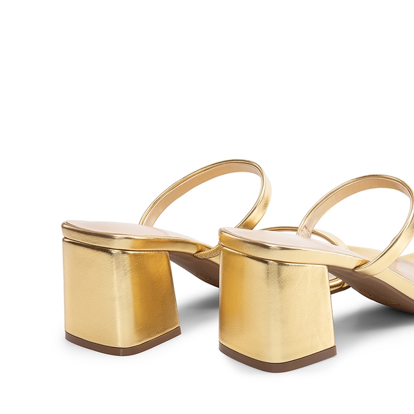 Minimalist Thin-Strap Block Heel Sandals - GOLD - 3