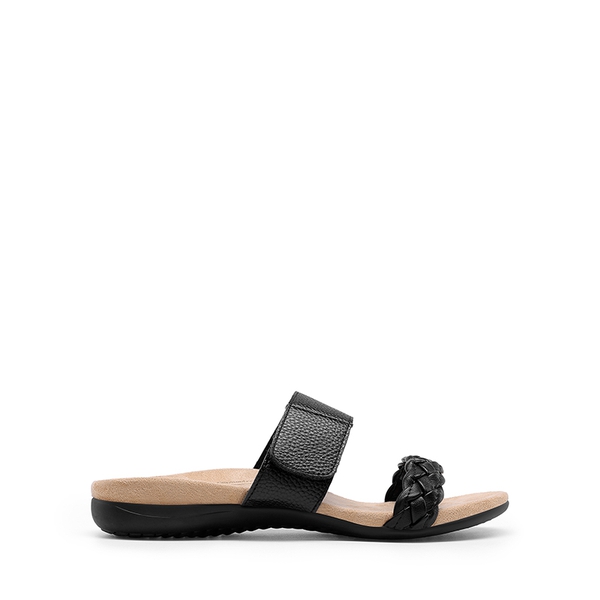 Woven Arch Support Slide Sandals - BLACK - 4