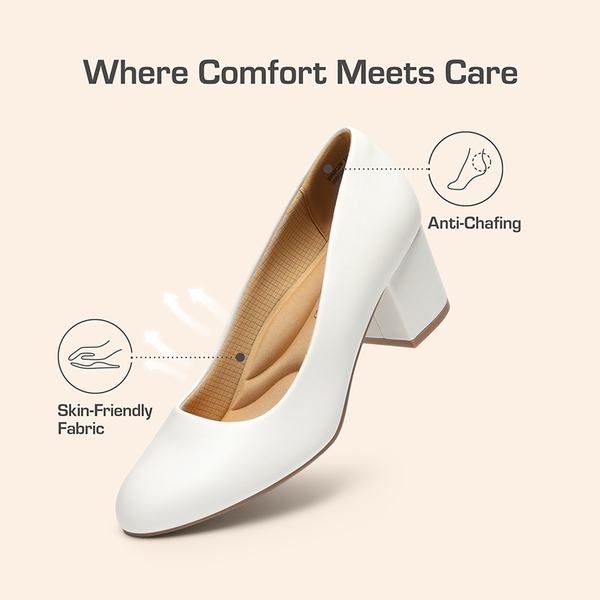 Ascenda Non-slip Arch Support Cushioned Pumps - WHITE-PU - 5