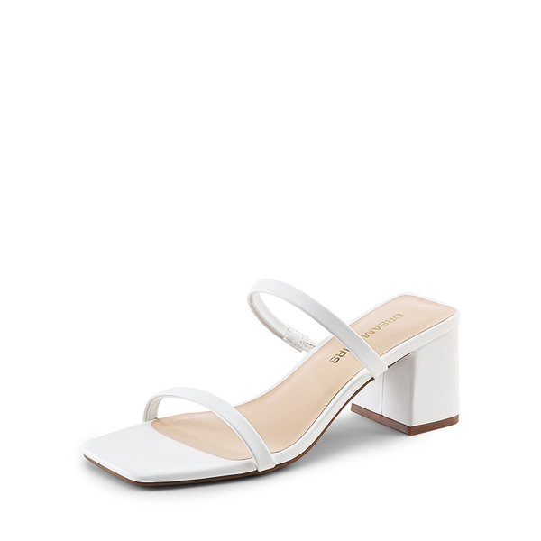 Elegant Square Toe Block Heel Sandals - WHITE -  0