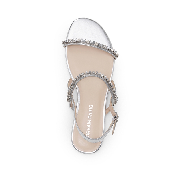 Women’s Rhinestone Flat Summer Sandals - SILVER - 2