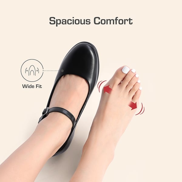 Wide-Toe Classic Mary Jane Pumps - BLACK - 6