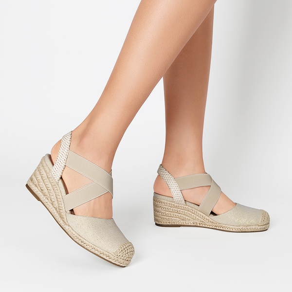 Slip-on Cushioned Wedge Sandals - BEIGE - 6