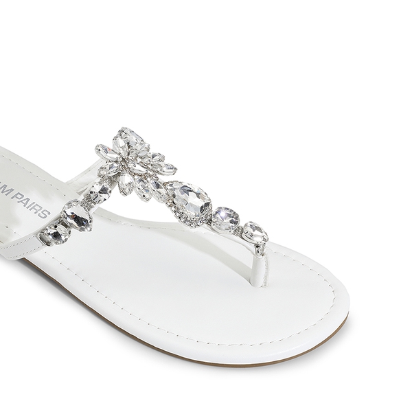 Comfortable Cushioned Rhinestones Flip-Flops - WHITE - 4