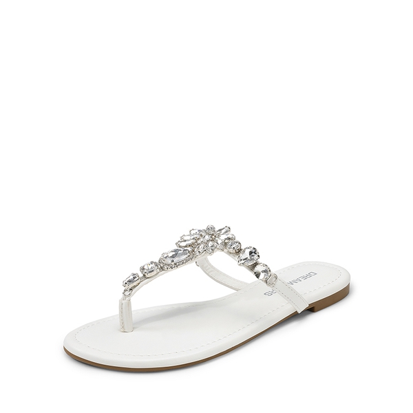 Comfortable Cushioned Rhinestones Flip-Flops - WHITE -  0
