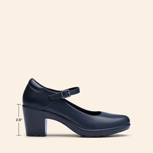 Wide-Toe Classic Mary Jane Pumps - NAVY BLUE - 1
