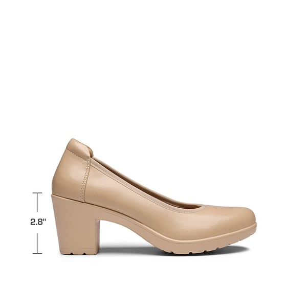 Wide-Toe Arch Support Block Heel Pumps - NUDE - 1