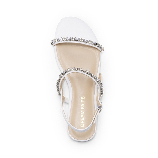 Women’s Rhinestone Flat Summer Sandals - WHITE - 2