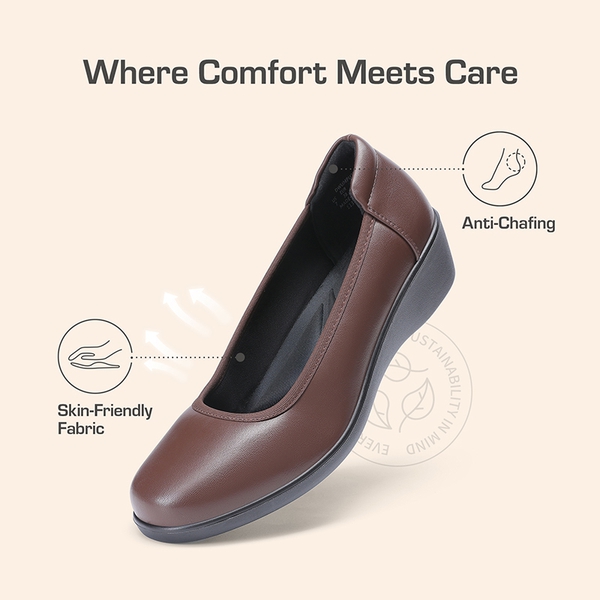 Women's Sustainable Wedge Heel Pumps - BROWN - 5