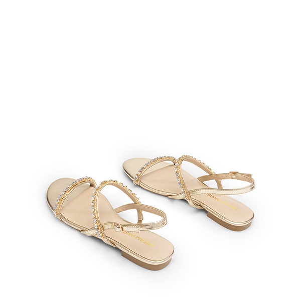 Stylish Non-slip Rhinestone Flat Sandals - GOLD - 3