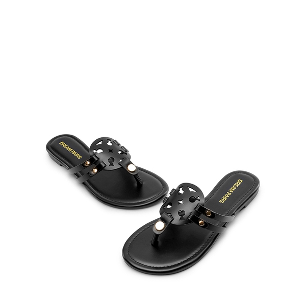 Women’s Casual Strappy Flip-Flop Sandals - BLACK - 2