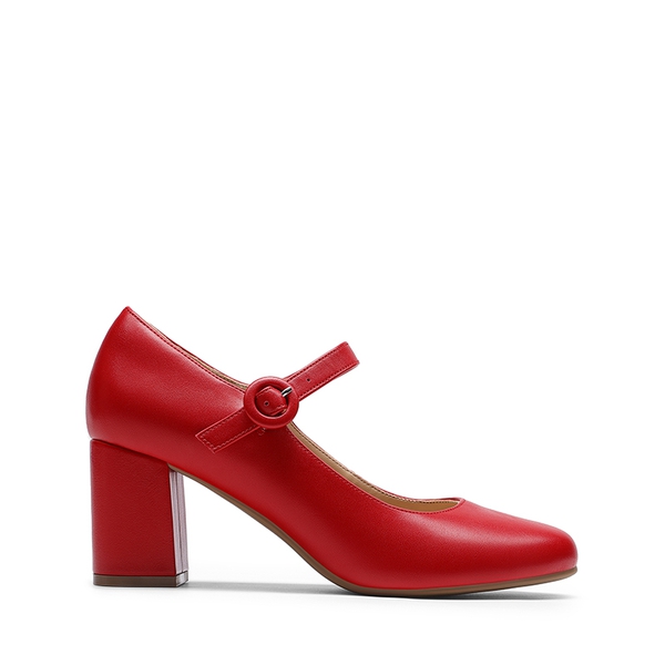 Fashion Block Heel Mary Jane Pumps - RED - 1