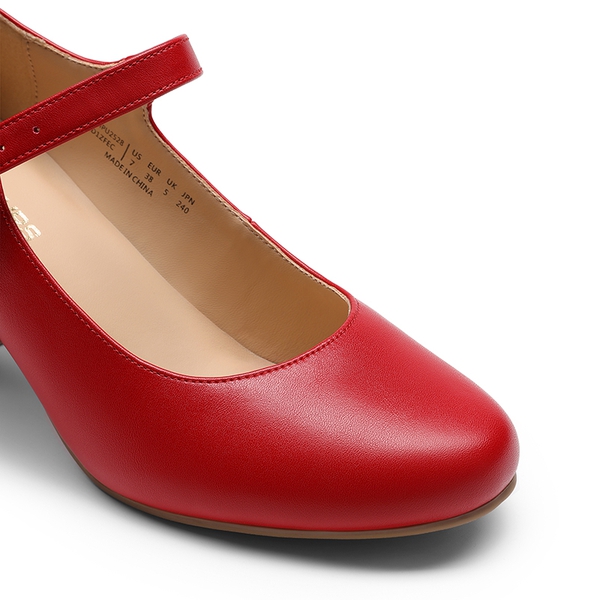 Fashion Block Heel Mary Jane Pumps - RED - 4