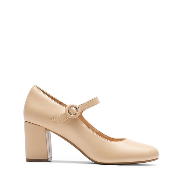 Vegan Leather Mary Jane Pumps - NUDE - 1