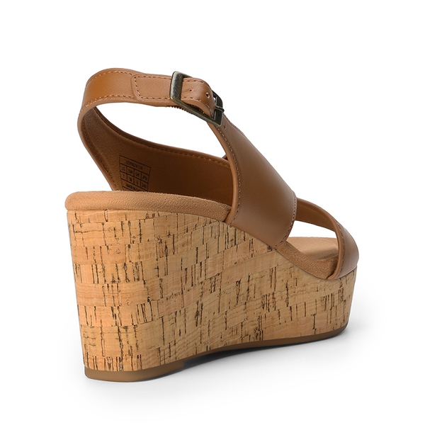 Arch Support Criss-cross Wedge Sandals - BROWN - 3