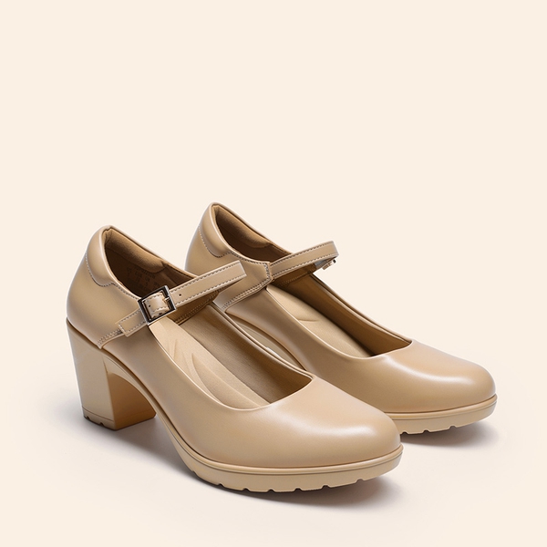 Wide-Toe Classic Mary Jane Pumps - NUDE - 2