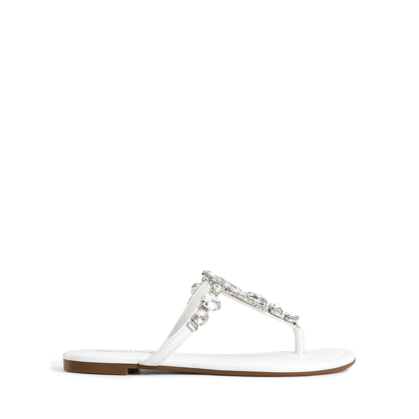 Comfortable Cushioned Rhinestones Flip-Flops - WHITE - 2
