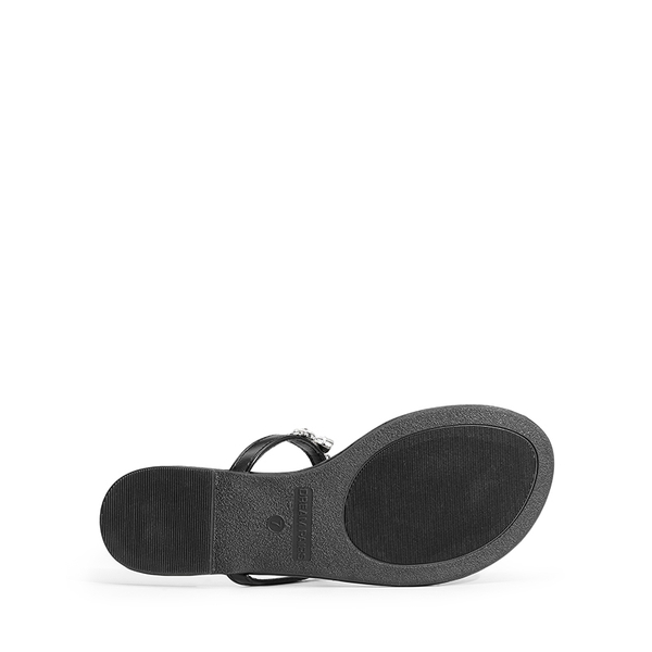 Women’s Rhinestone Thong Flip-Flop Sandals - BLACK - 3